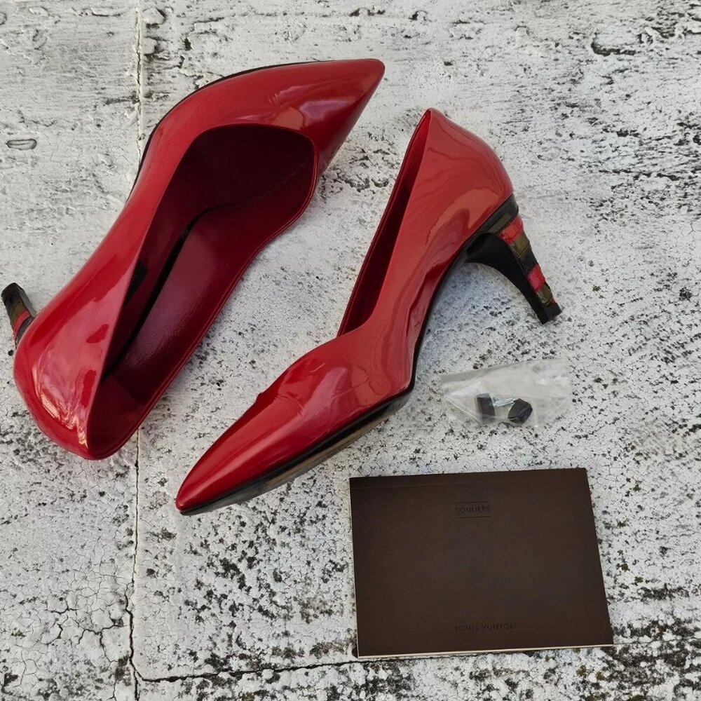 Louis Vuitton Women Pumps Heel Shoes Red Patent Leather Size 36 Made in Italy - Picture 4 of 12